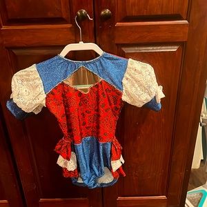 This is a custom costume it’s red with white and blue it’s made for dance
